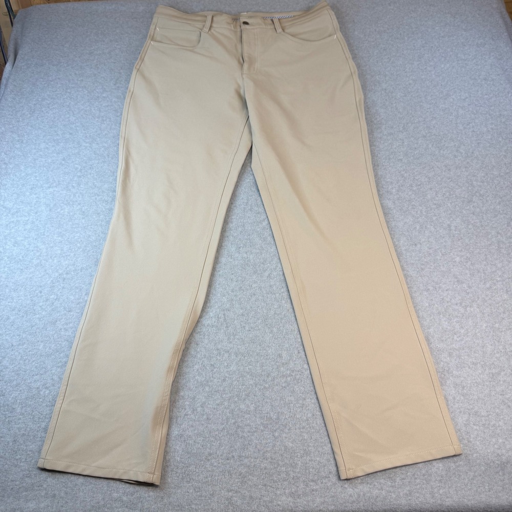 FootJoy FJ Golf Pants Mens 34x32 Khaki Tan Performance Stretch 5-Pocket Trousers